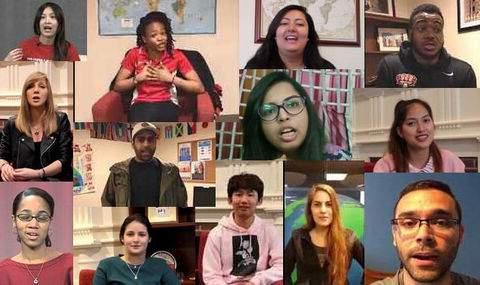 collage of international students with video testimonials